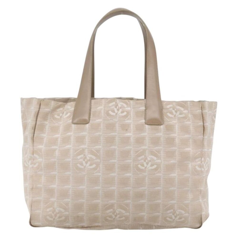 Chanel Travel Line Tote Nylon Beige Nylon Bag